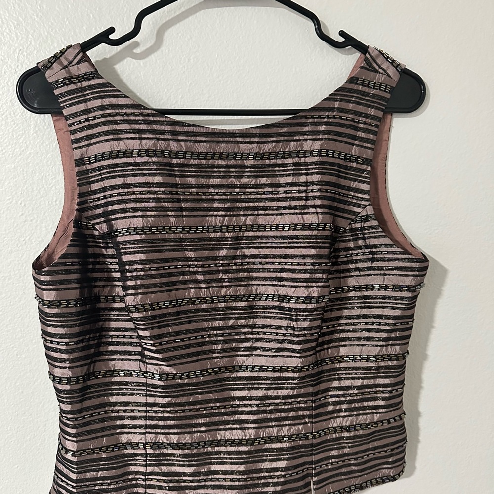 JS Collections Metallic Fitted Beaded Tank M
